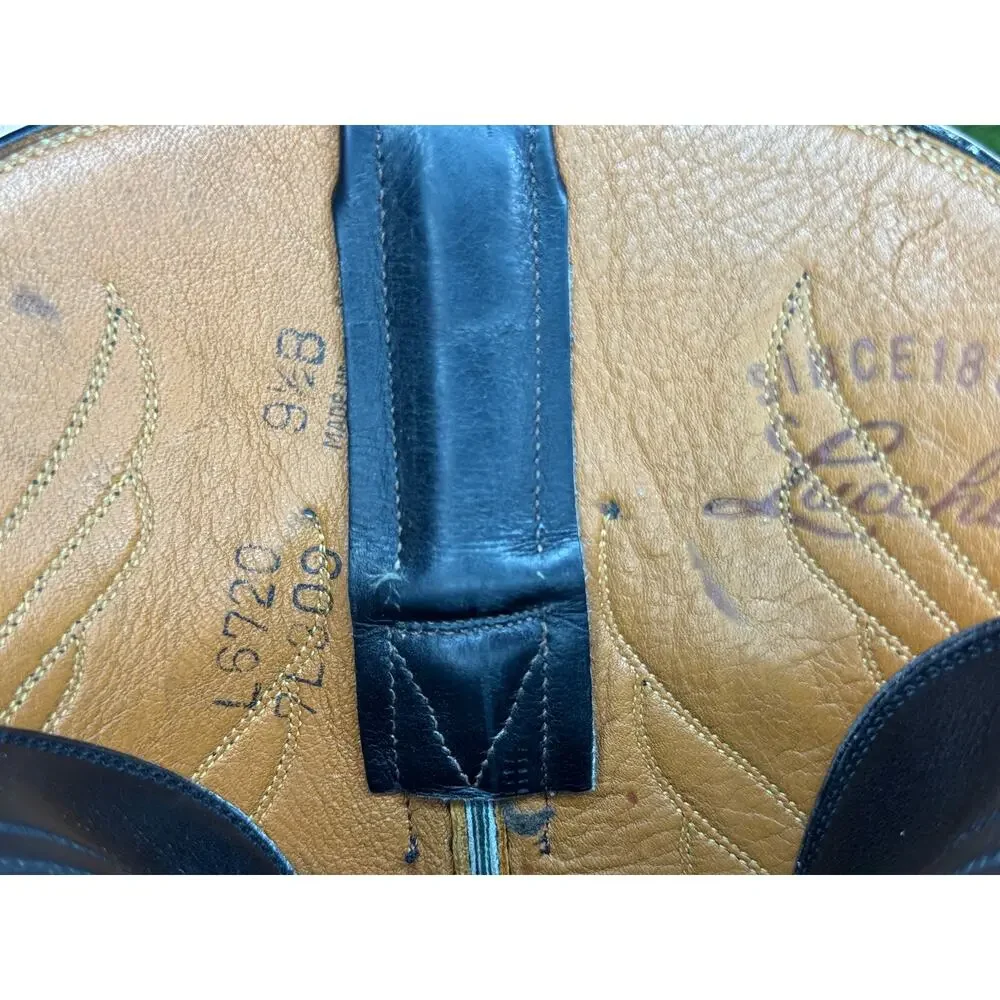 Lucchese L6720 Mens 9.5B Narrow Black Leather Western Cowboy Boots Vintage